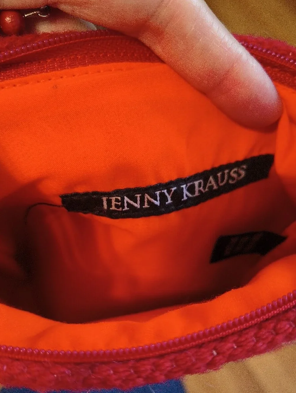 Jenny Krauss Red Embroidered Floral Wristlet Clutch with Floral Accent